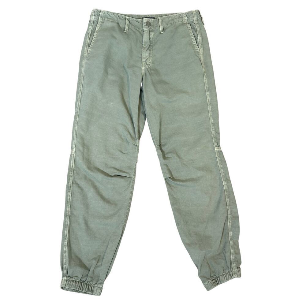 Mother no zip misfit cotton linen blend light green crop elastic bottoms size 26